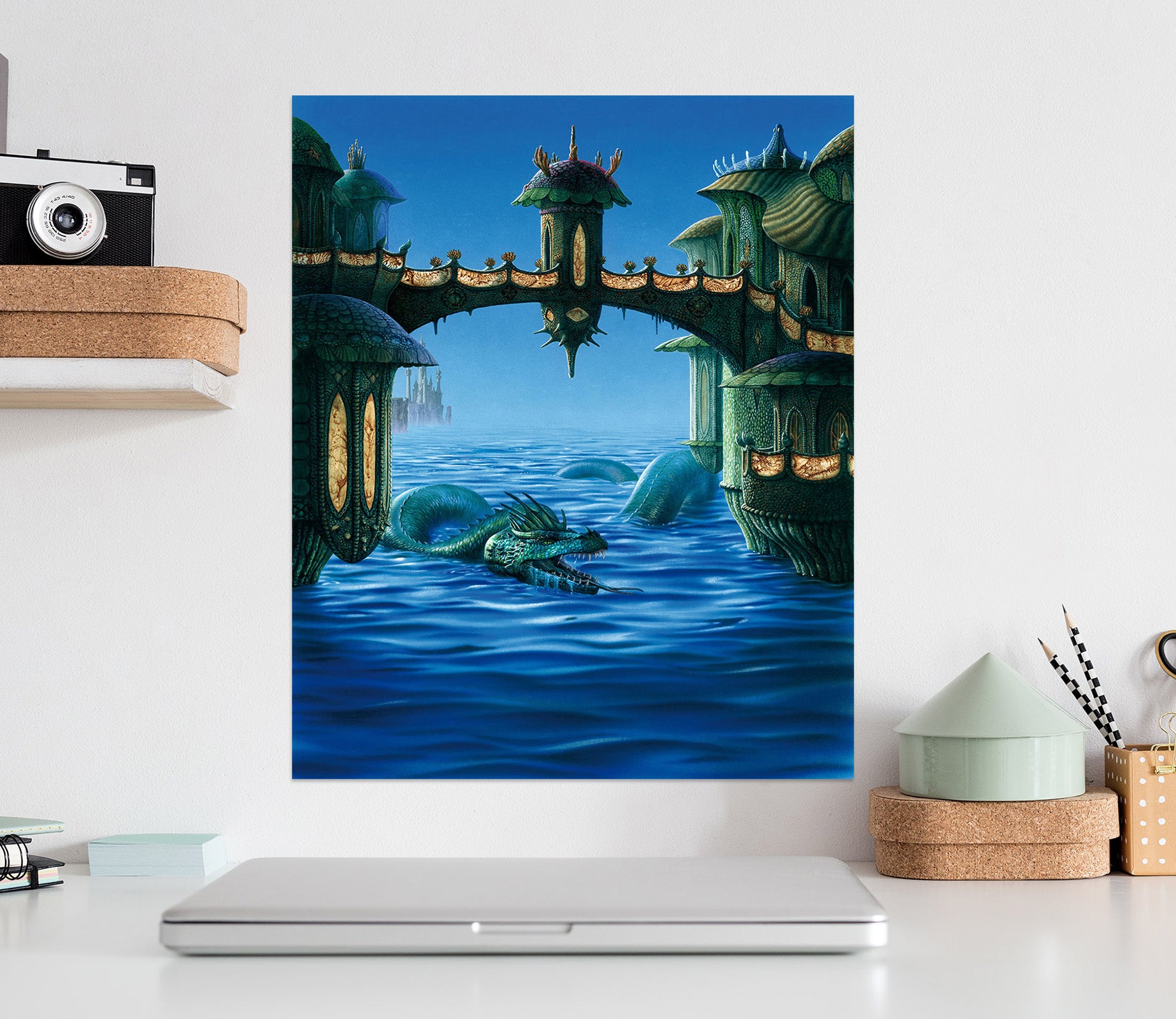 3D Ocean Dragon Bridge 8089 Ciruelo Wall Sticker