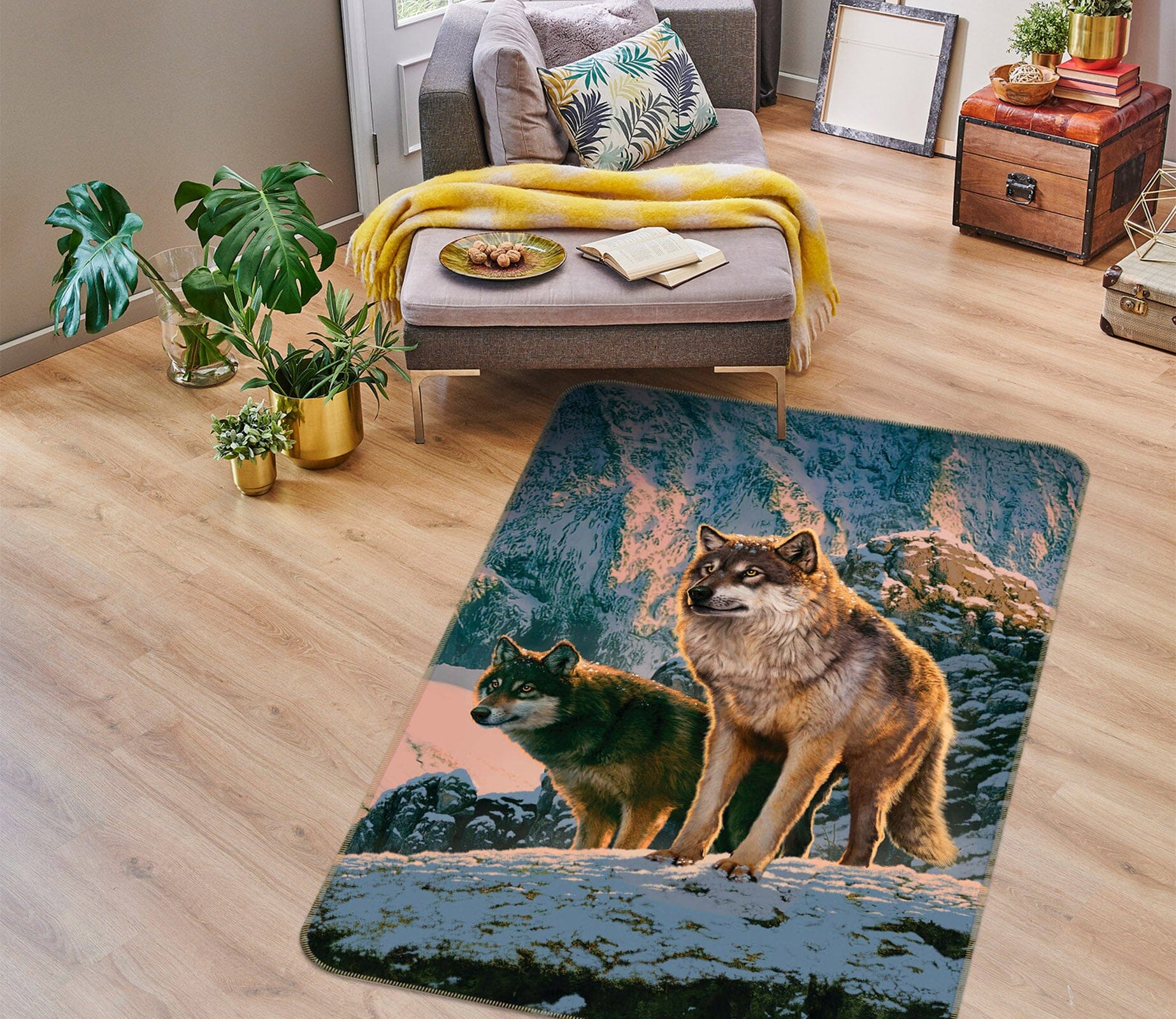 3D Wolf Couple 1088 Vincent Hie Rug Non Slip Rug Mat Mat AJ Creativity Home 