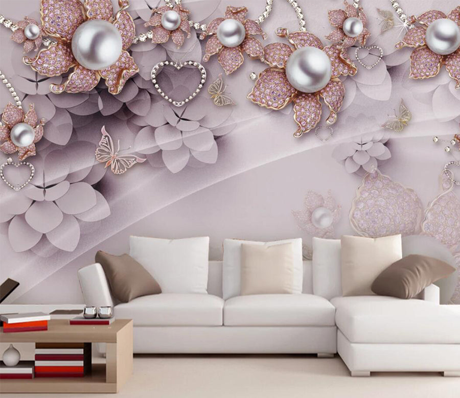 3D Rose Pearl WC247 Wall Murals