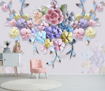 3D Ceramic Flower WC376 Wall Murals