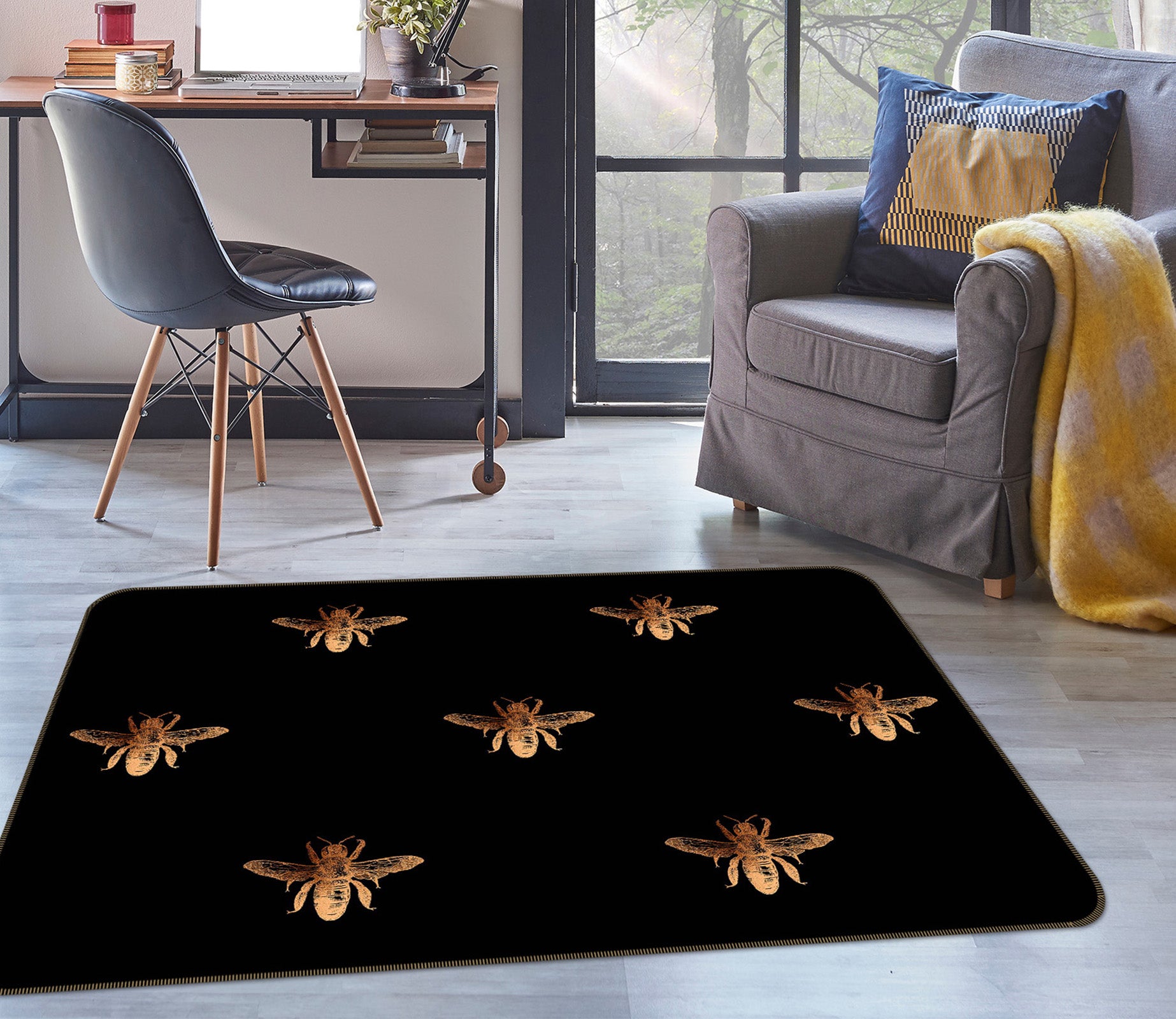 3D Golden Bug 131 Uta Naumann Rug Non Slip Rug Mat