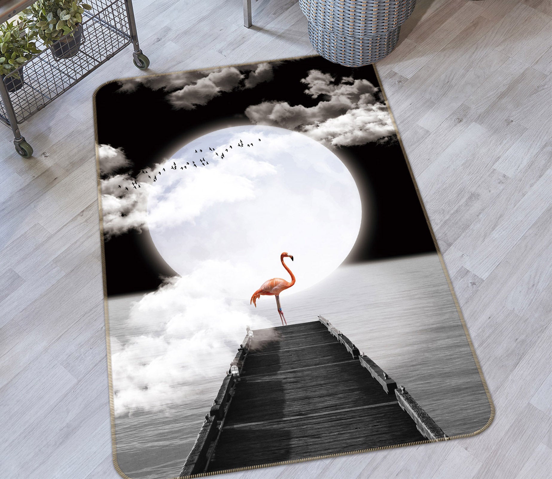 3D Moon Flamingo 69041 Animal Non Slip Rug Mat