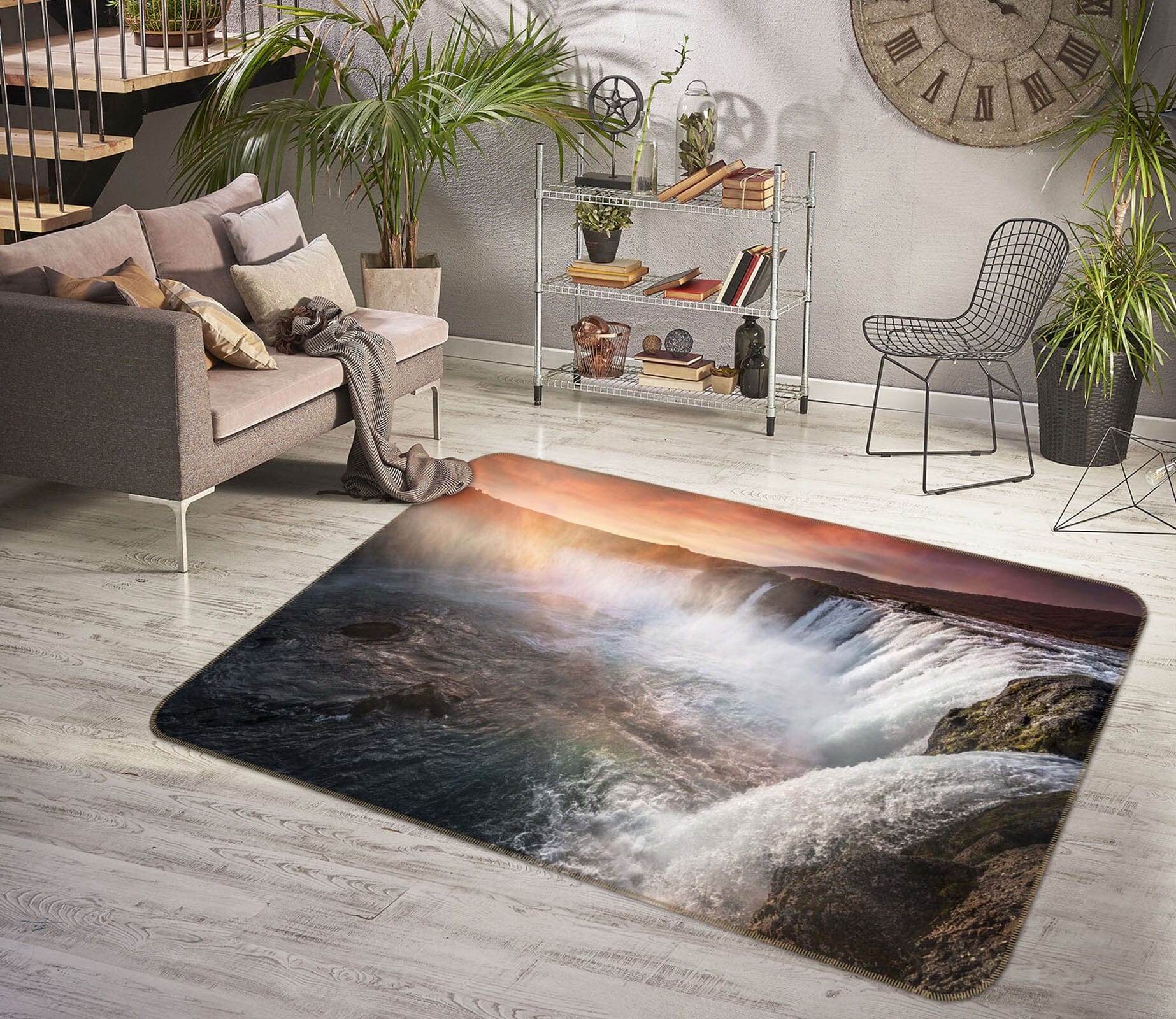 3D Canyon Waterfall 1107 Marco Carmassi Rug Non Slip Rug Mat Mat AJ Creativity Home 