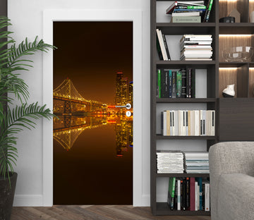 3D Golden Lights Bridge 119116 Marco Carmassi Door Mural