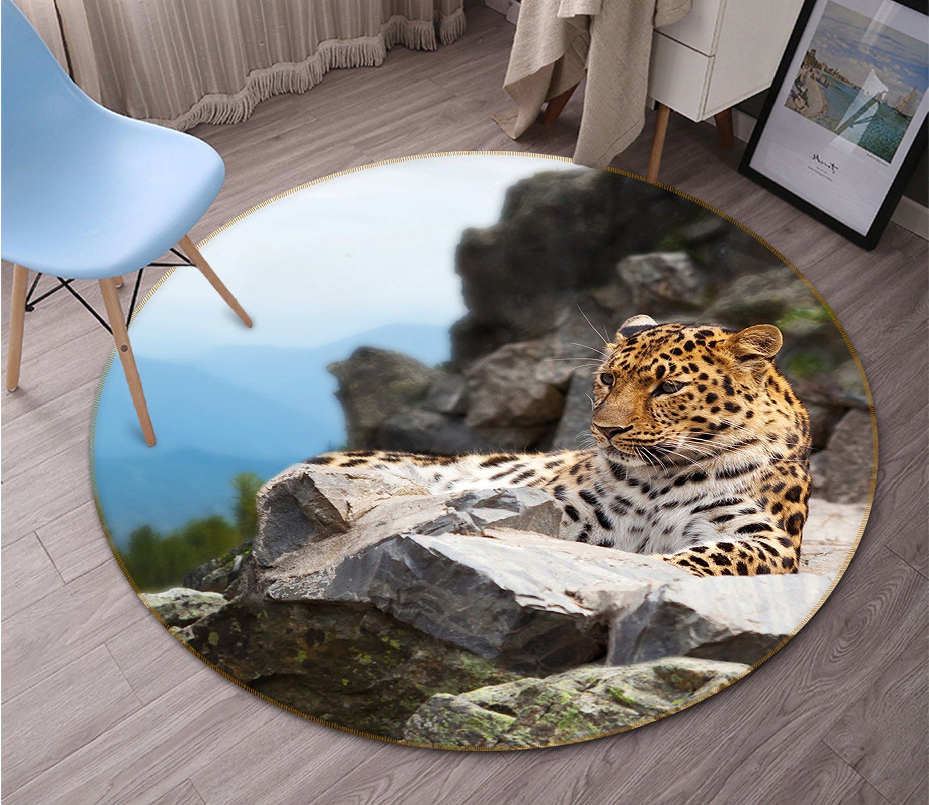 3D Stone Tiger 044 Animal Round Non Slip Rug Mat Mat AJ Creativity Home 