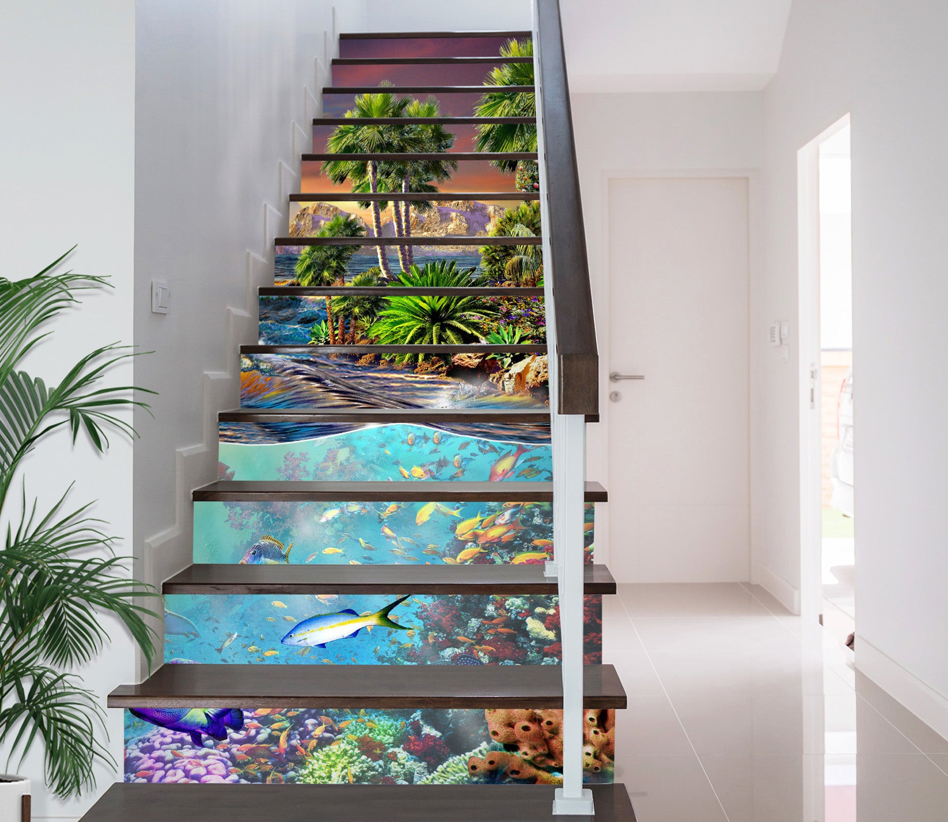 3D Trees Underwater Fish 96170 Adrian Chesterman Stair Risers