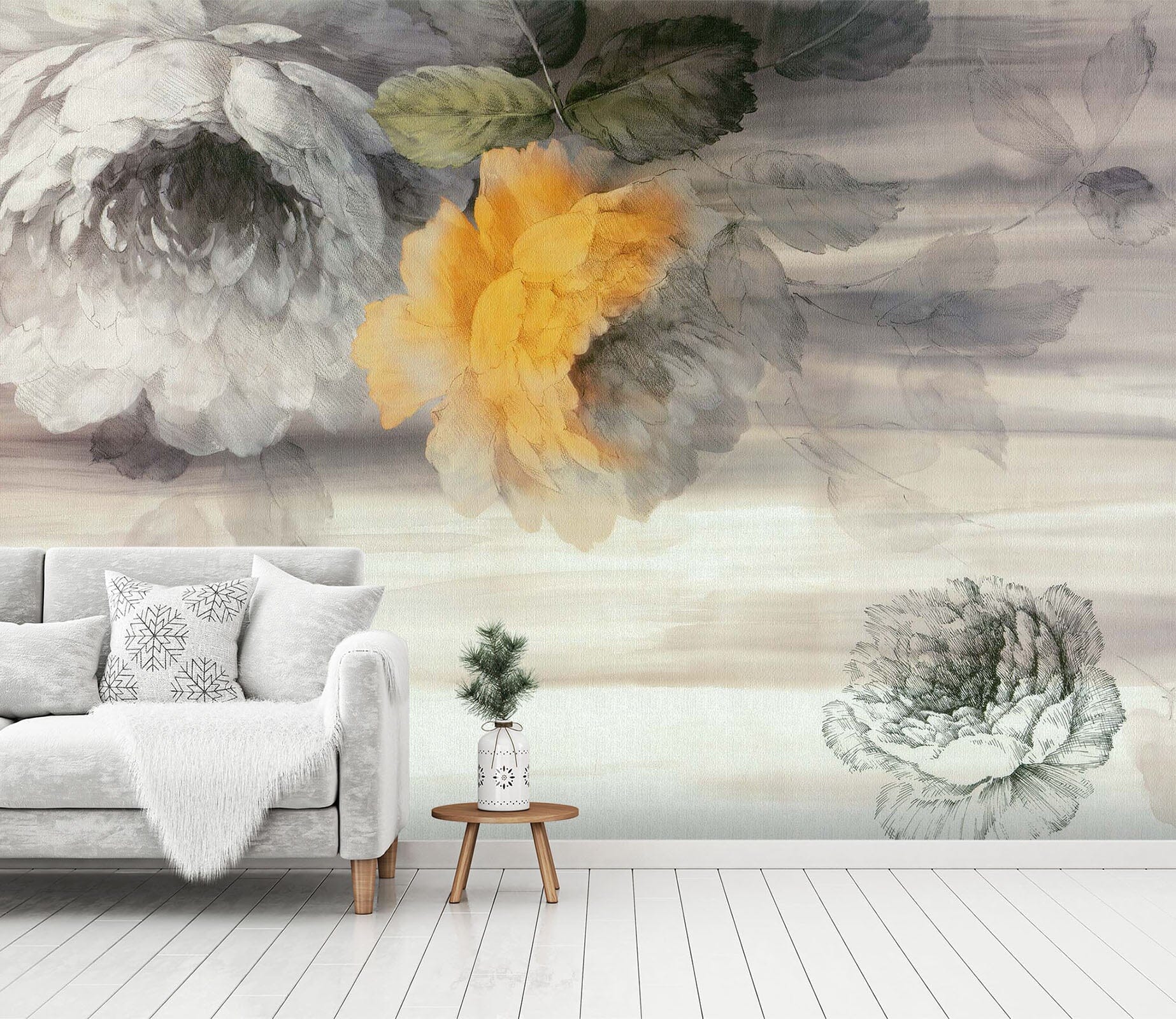 3D Hand Drawn Flowers 1485 Wall Murals Wallpaper AJ Wallpaper 2 