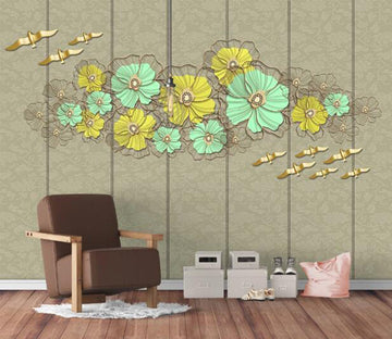 3D Yellow Lotus Flowers WC1237 Wall Murals