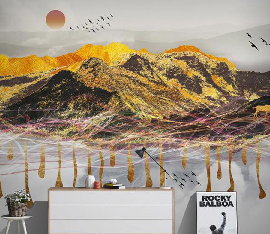 3D Golden Mountain WC1669 Wall Murals