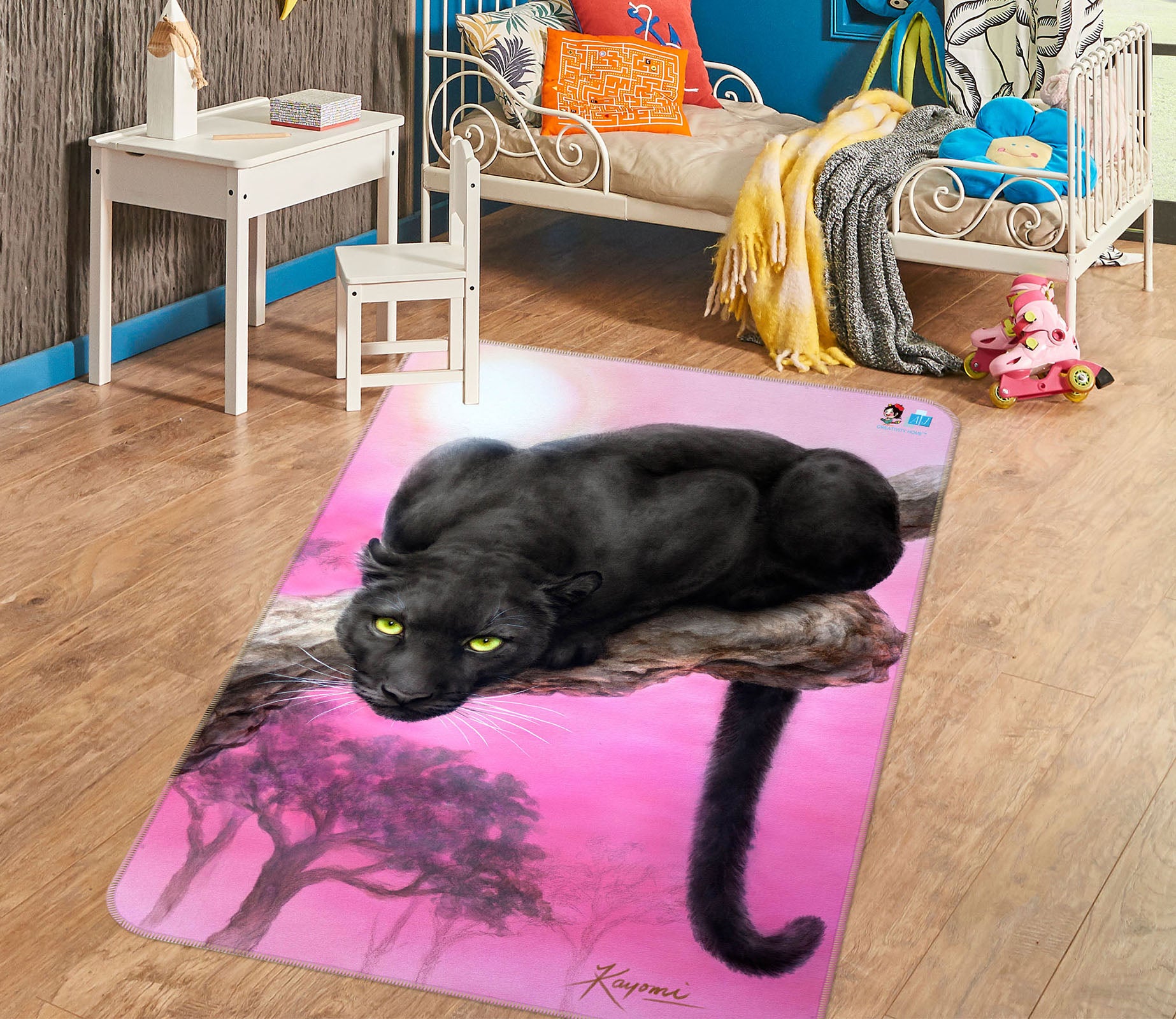 3D Black Panther 5676 Kayomi Harai Rug Non Slip Rug Mat