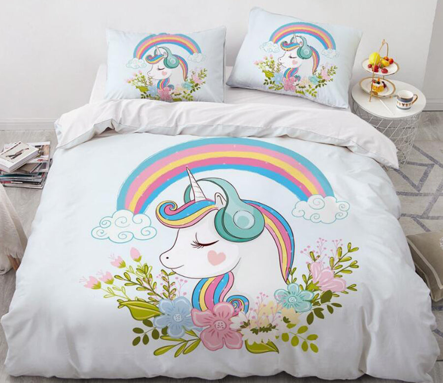 3D Rainbow Leaf Unicorn 174 Bed Pillowcases Quilt