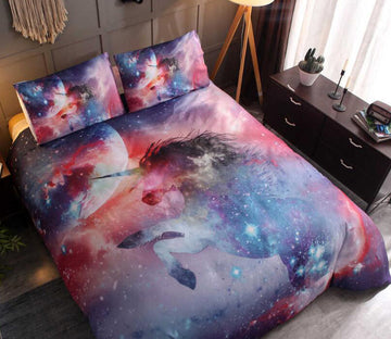 3D Unicorn Starry Sky 88107 Bed Pillowcases Quilt