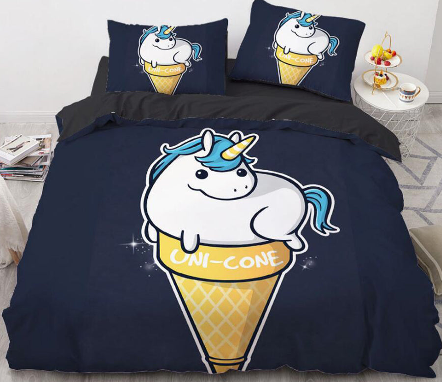 3D Cartoons Cone Unicorn 8813 Bed Pillowcases Quilt