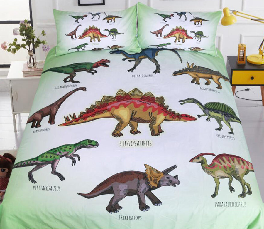 3D Dinosaur Family 1089 Bed Pillowcases Quilt