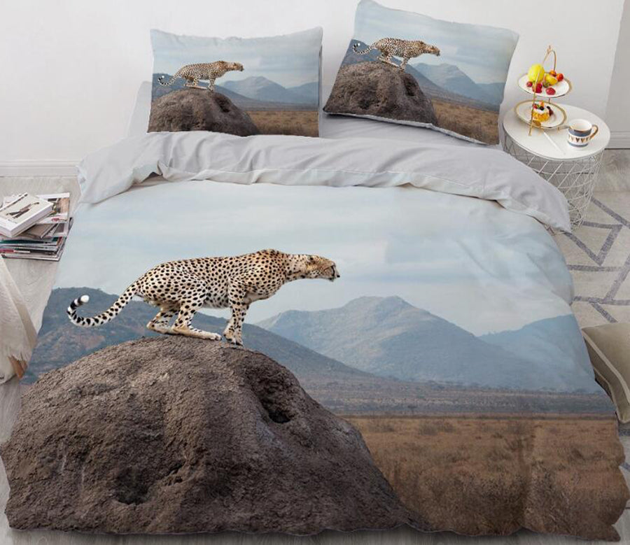 3D Leopard Mountain 064 Bed Pillowcases Quilt