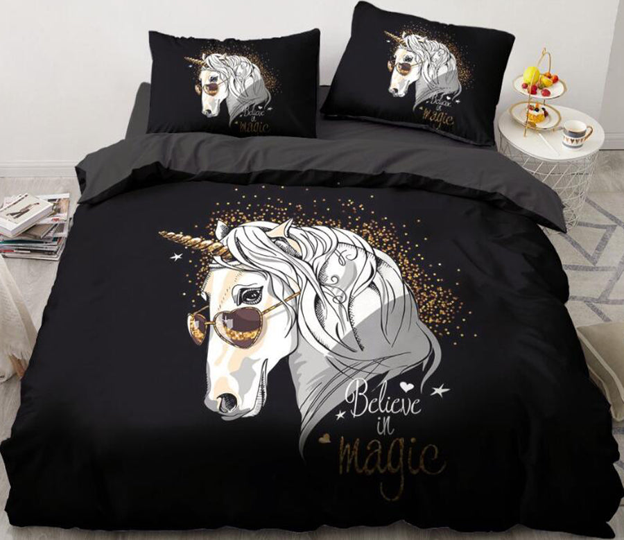 3D White Unicorn Sunglasses 147 Bed Pillowcases Quilt