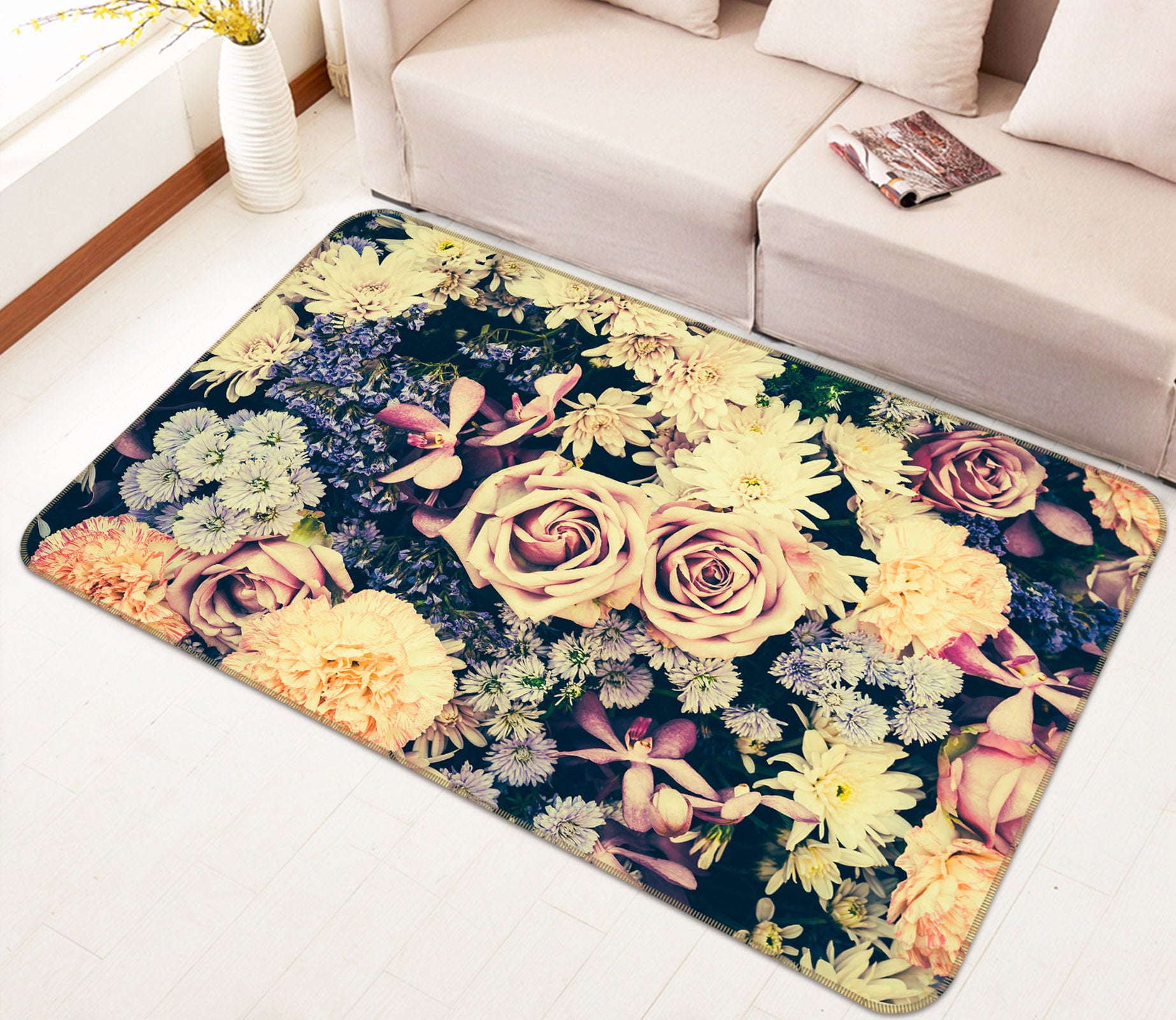 3D Flowers 25214 Non Slip Rug Mat