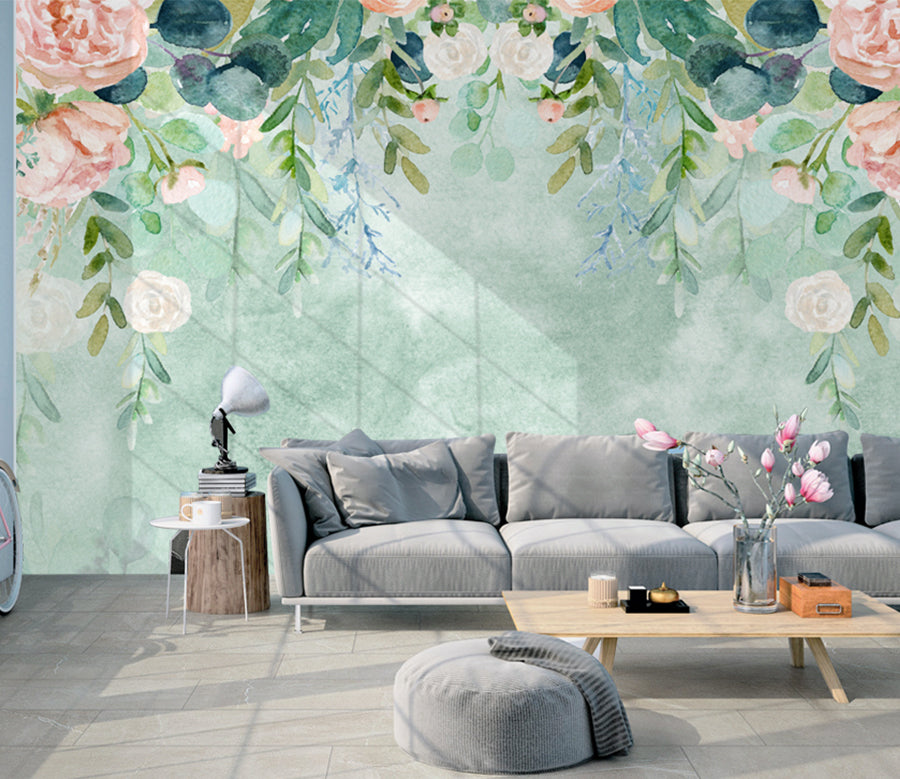 3D Pink Peony Vine WG259 Wall Murals