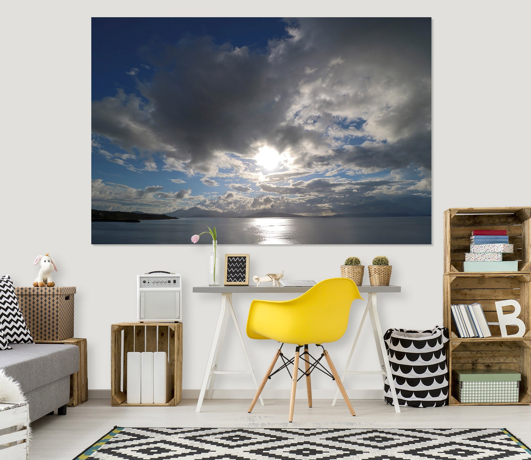 3D Sunny Clouds 125 Jerry LoFaro Wall Sticker