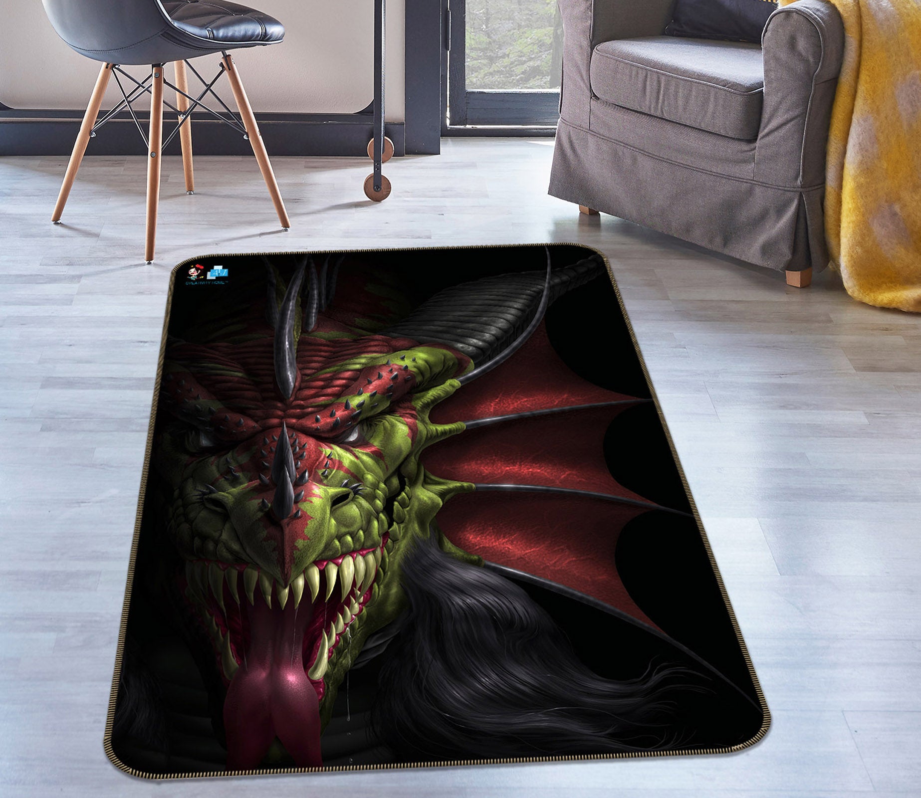 3D Dragon 4138 Tom Wood Rug Non Slip Rug Mat