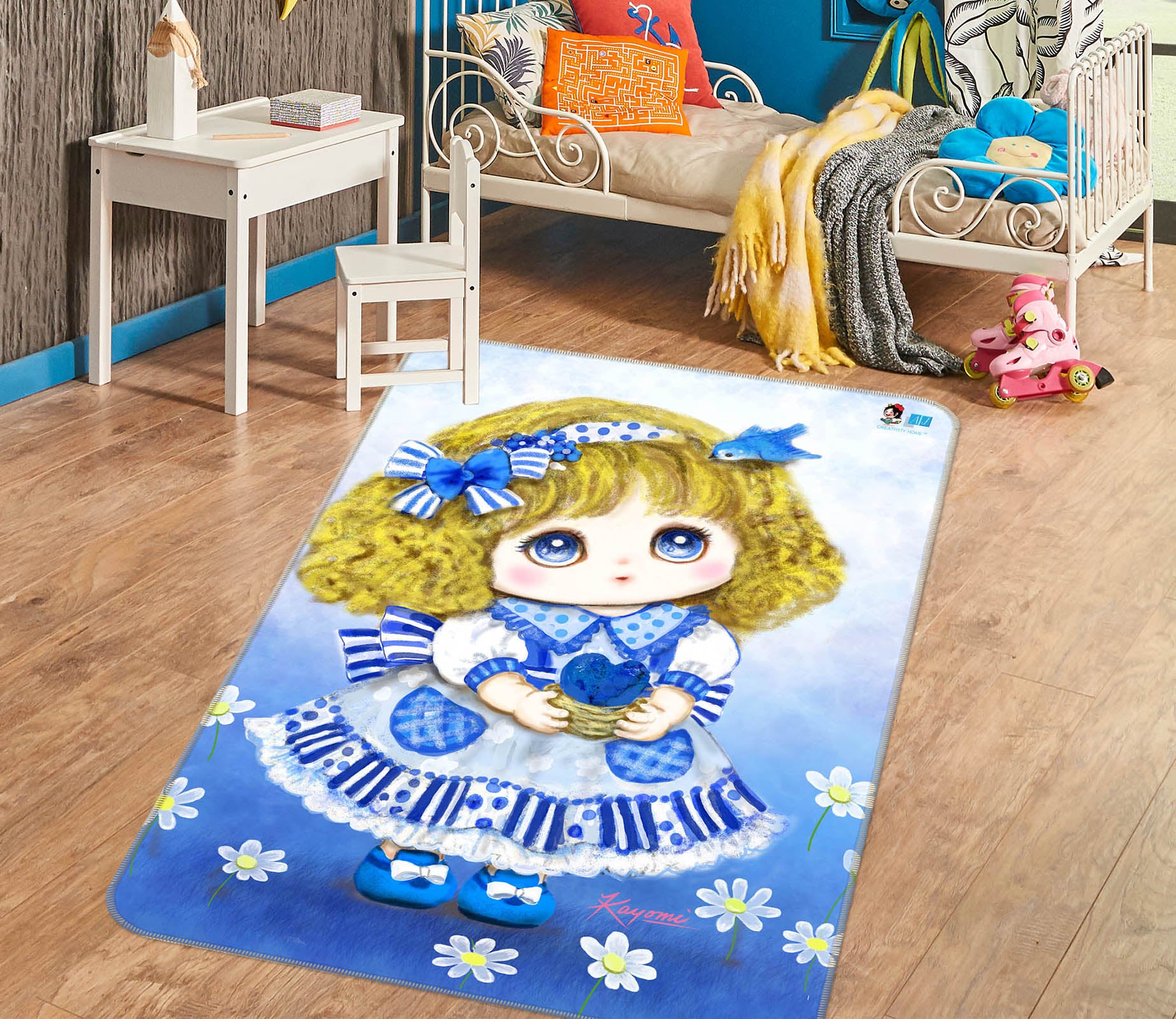 3D Cute Little Girl 5677 Kayomi Harai Rug Non Slip Rug Mat