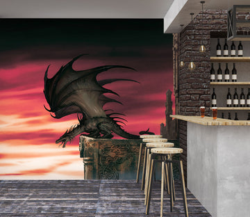 3D Cliff Dragon 7068 Ciruelo Wall Mural Wall Murals