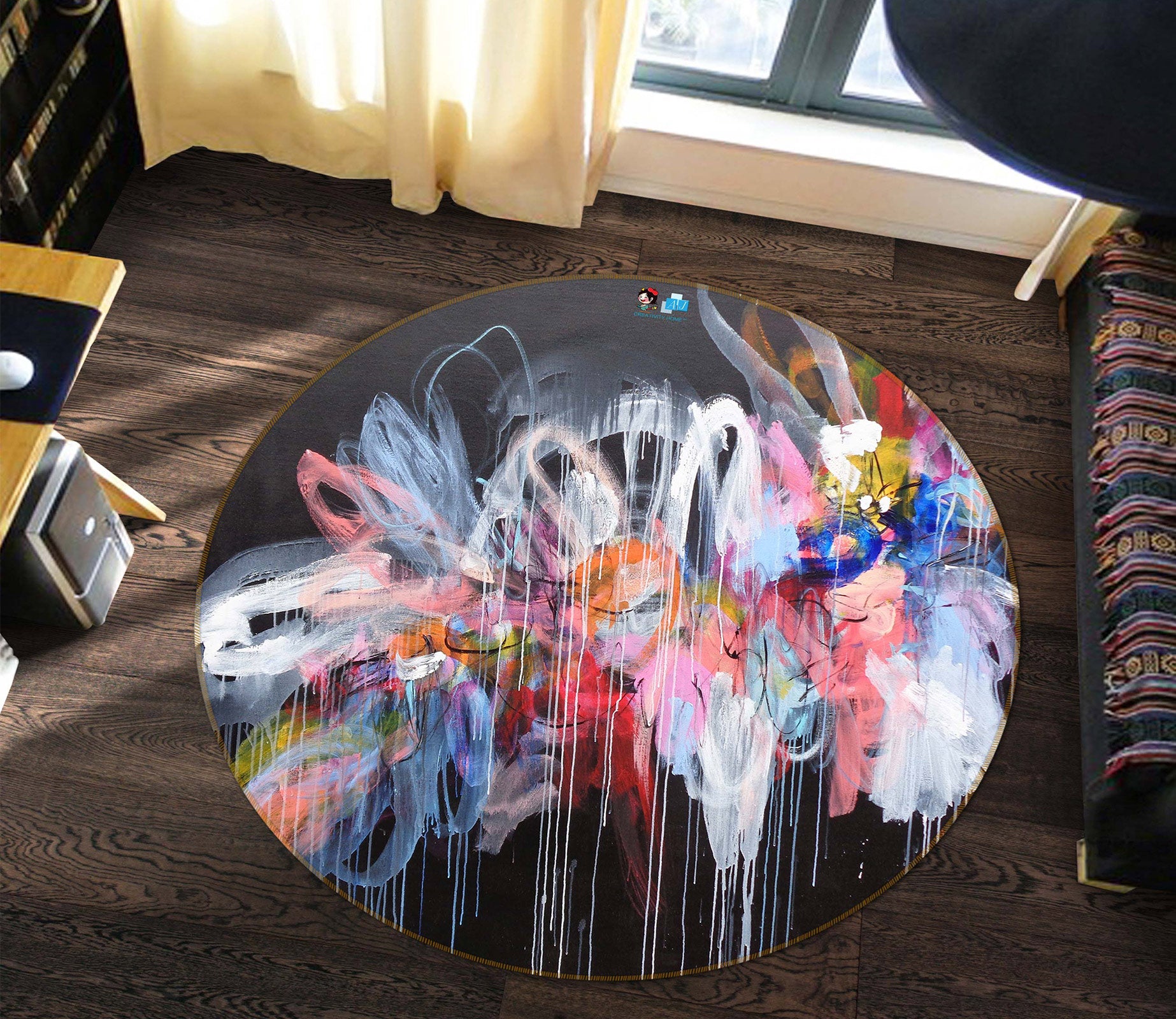 3D Painted Graffiti 1377 Misako Chida Rug Round Non Slip Rug Mat