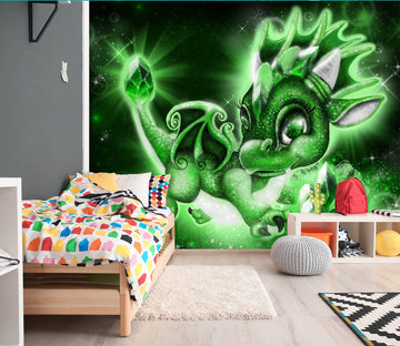 3D Green Crystal Dragon 8408 Sheena Pike Wall Mural Wall Murals