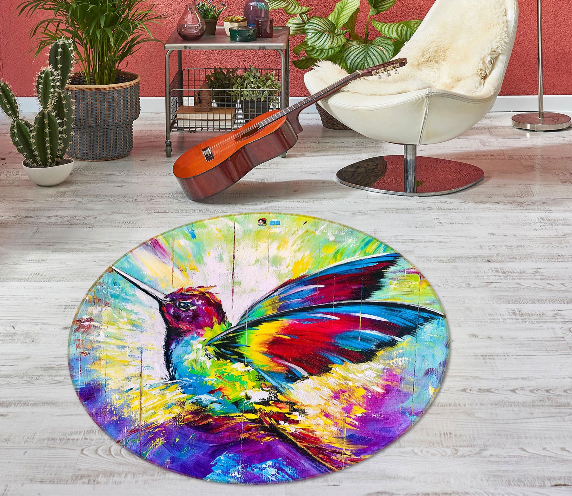 3D Colorful Bird 759 Skromova Marina Rug Round Non Slip Rug Mat