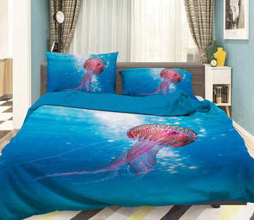 3D Pink Jellyfish 014 Bed Pillowcases Quilt