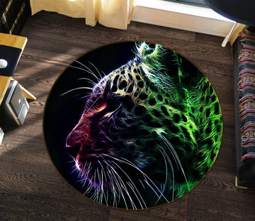 3D Leopard 37248 Animal Round Non Slip Rug Mat