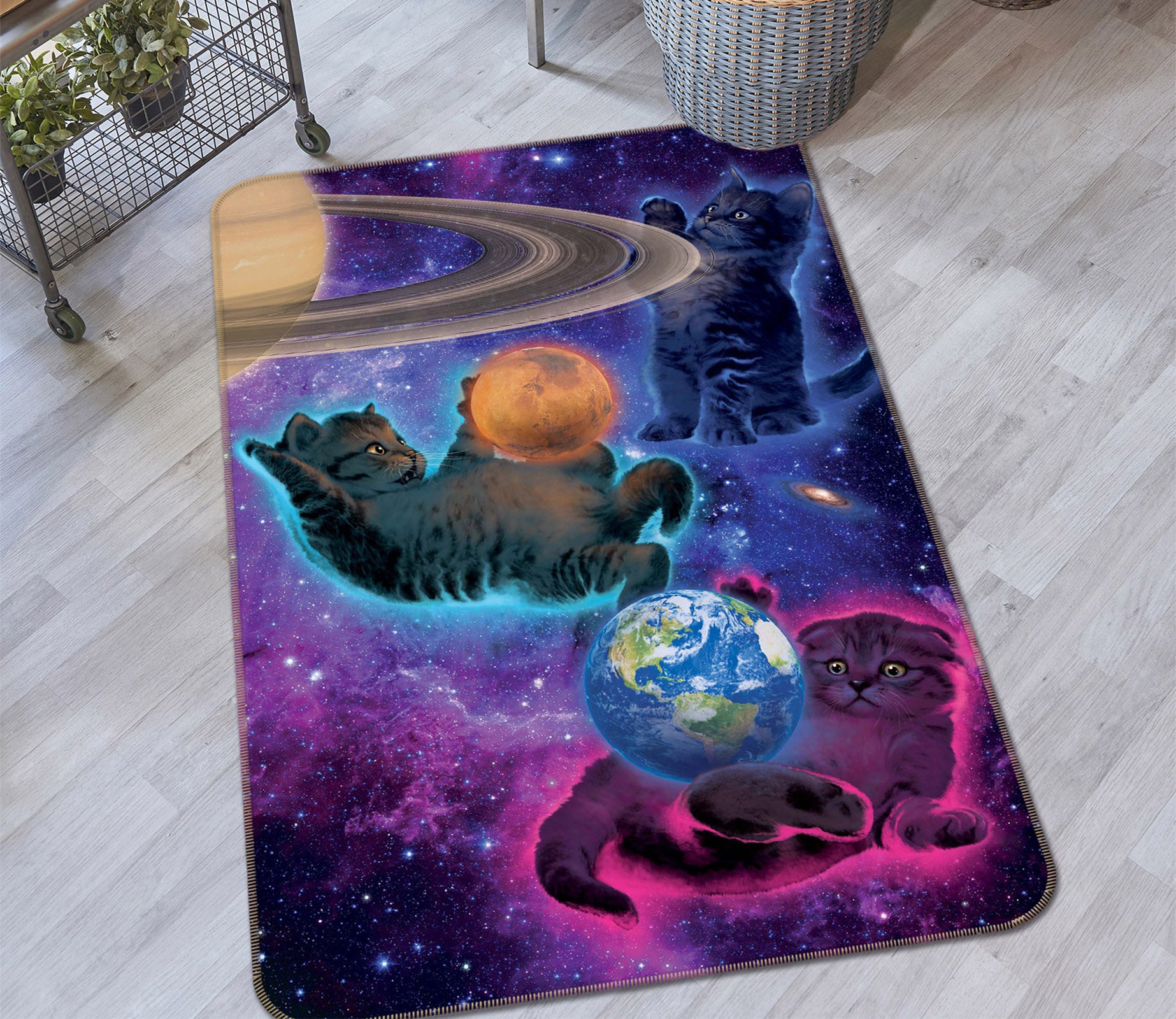 3D Planet Cat 84213 Vincent Hie Rug Non Slip Rug Mat