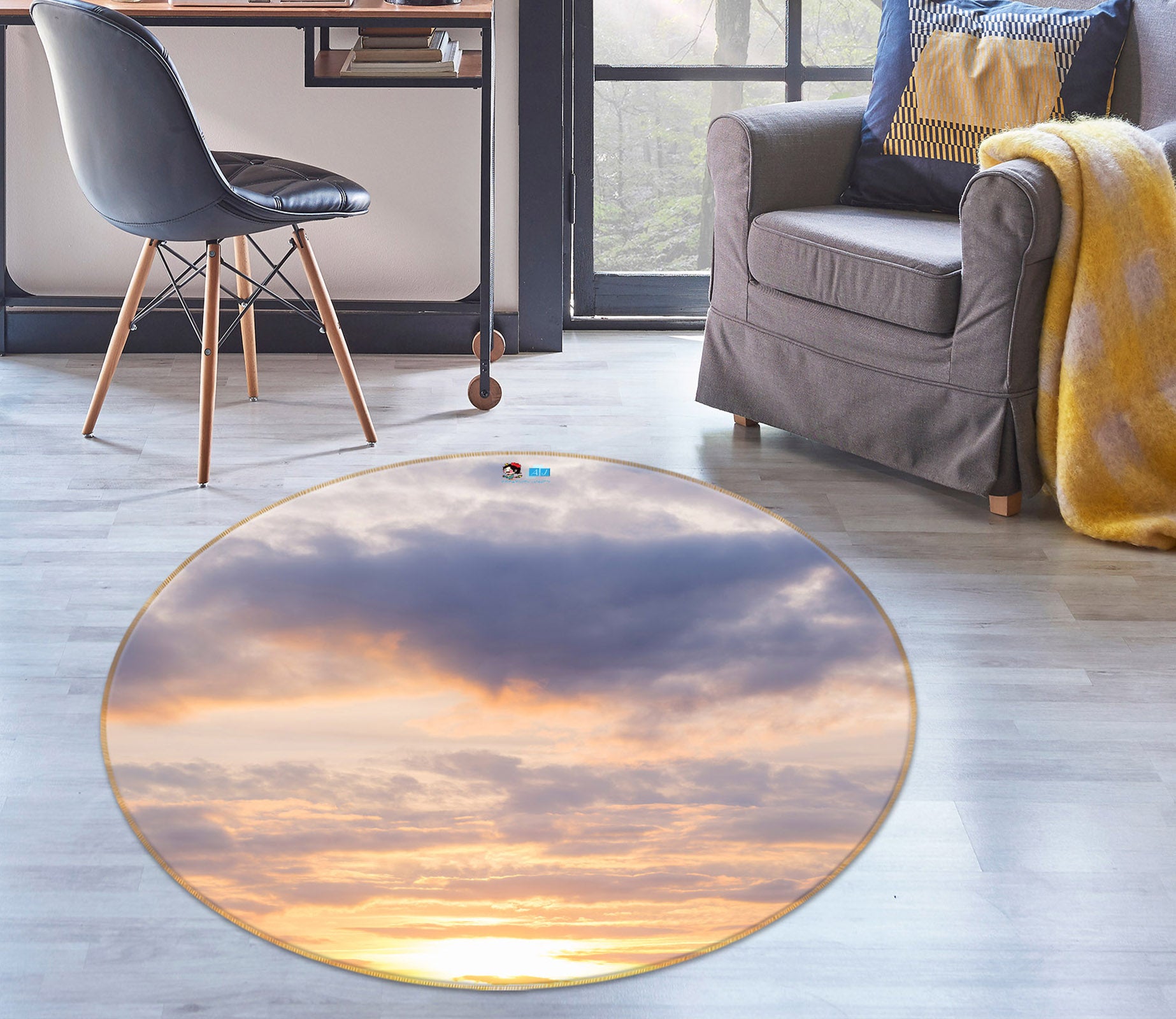 3D Sunset Sky 7416 Assaf Frank Rug Round Non Slip Rug Mat