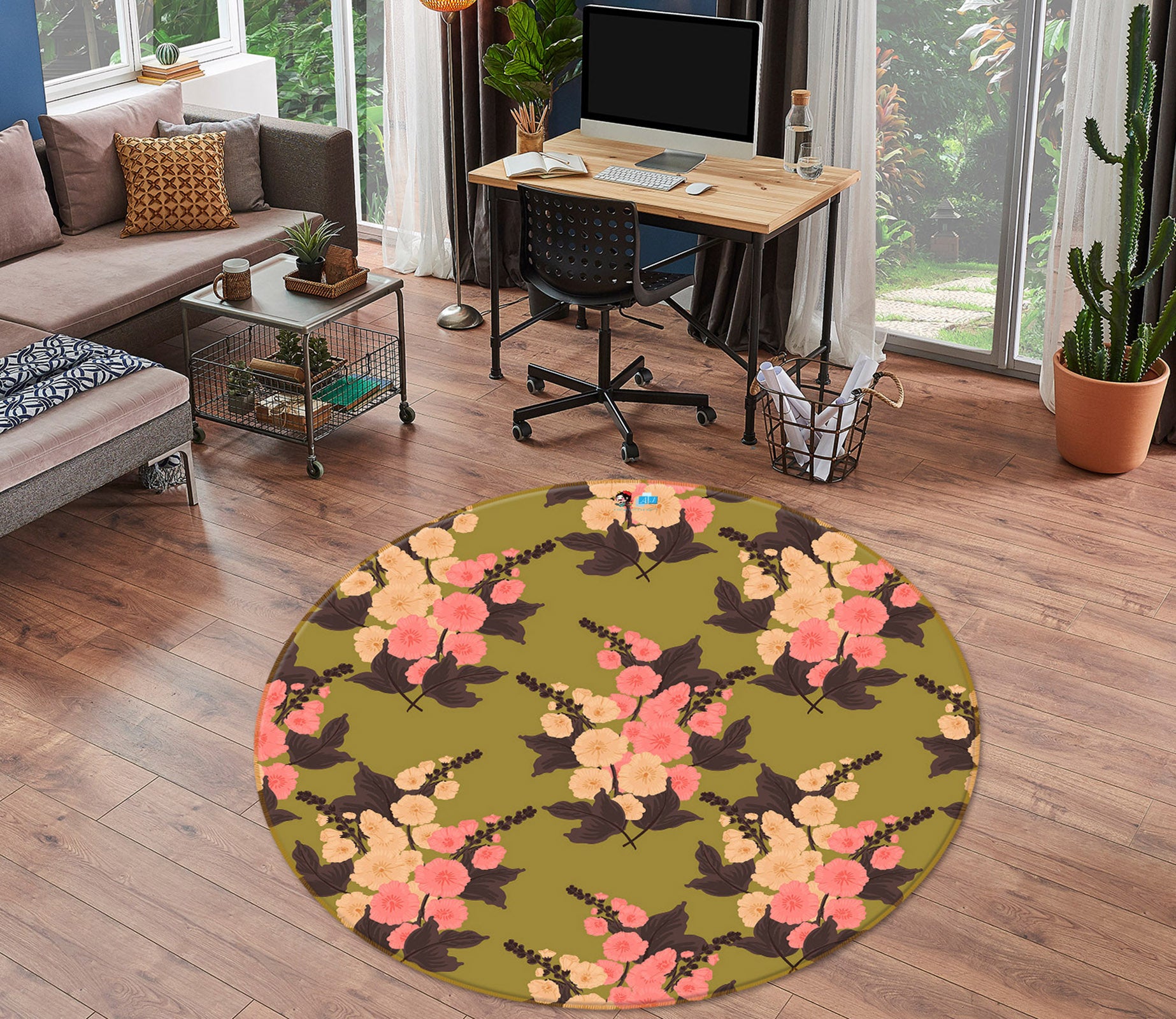 3D Pink Flower Bouquet 10530 Kashmira Jayaprakash Rug Round Non Slip Rug Mat