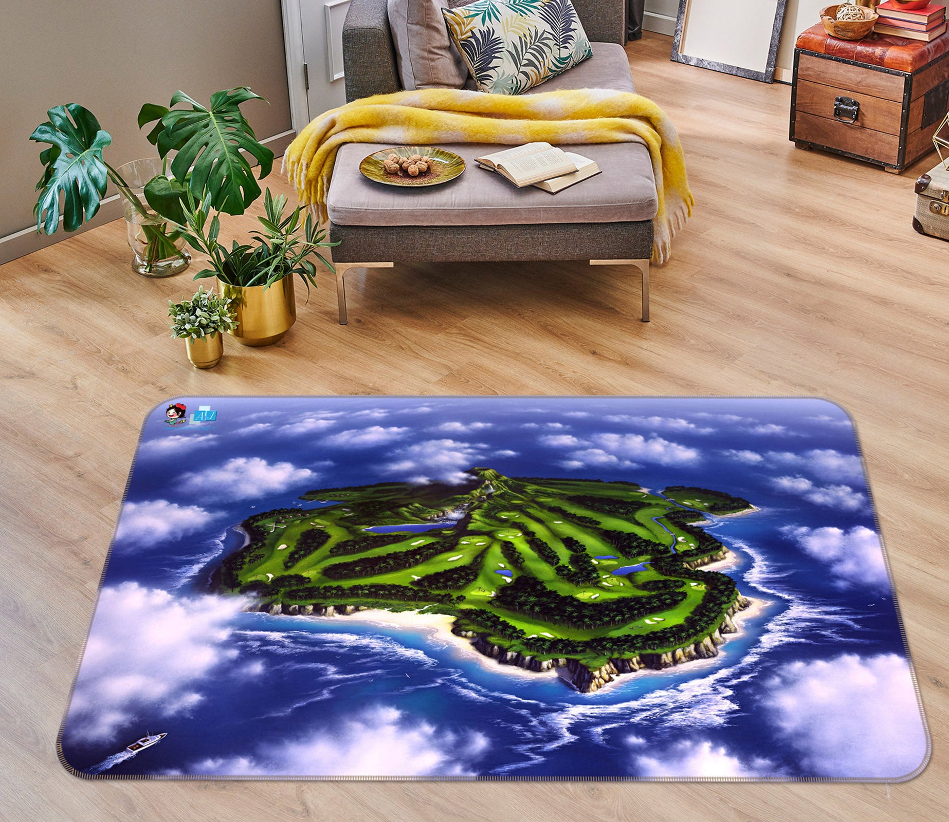 3D Paradise Isle 85058 Jerry LoFaro Rug Non Slip Rug Mat