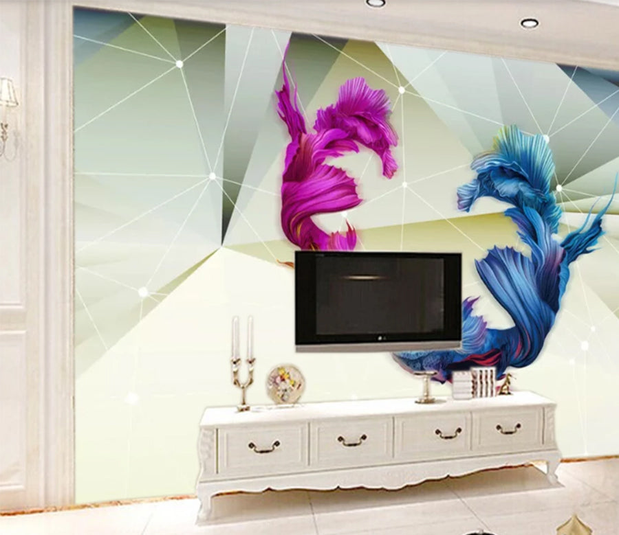 3D Blue Goldfish WC741 Wall Murals