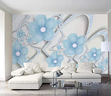 3D Blue Flower WC215 Wall Murals