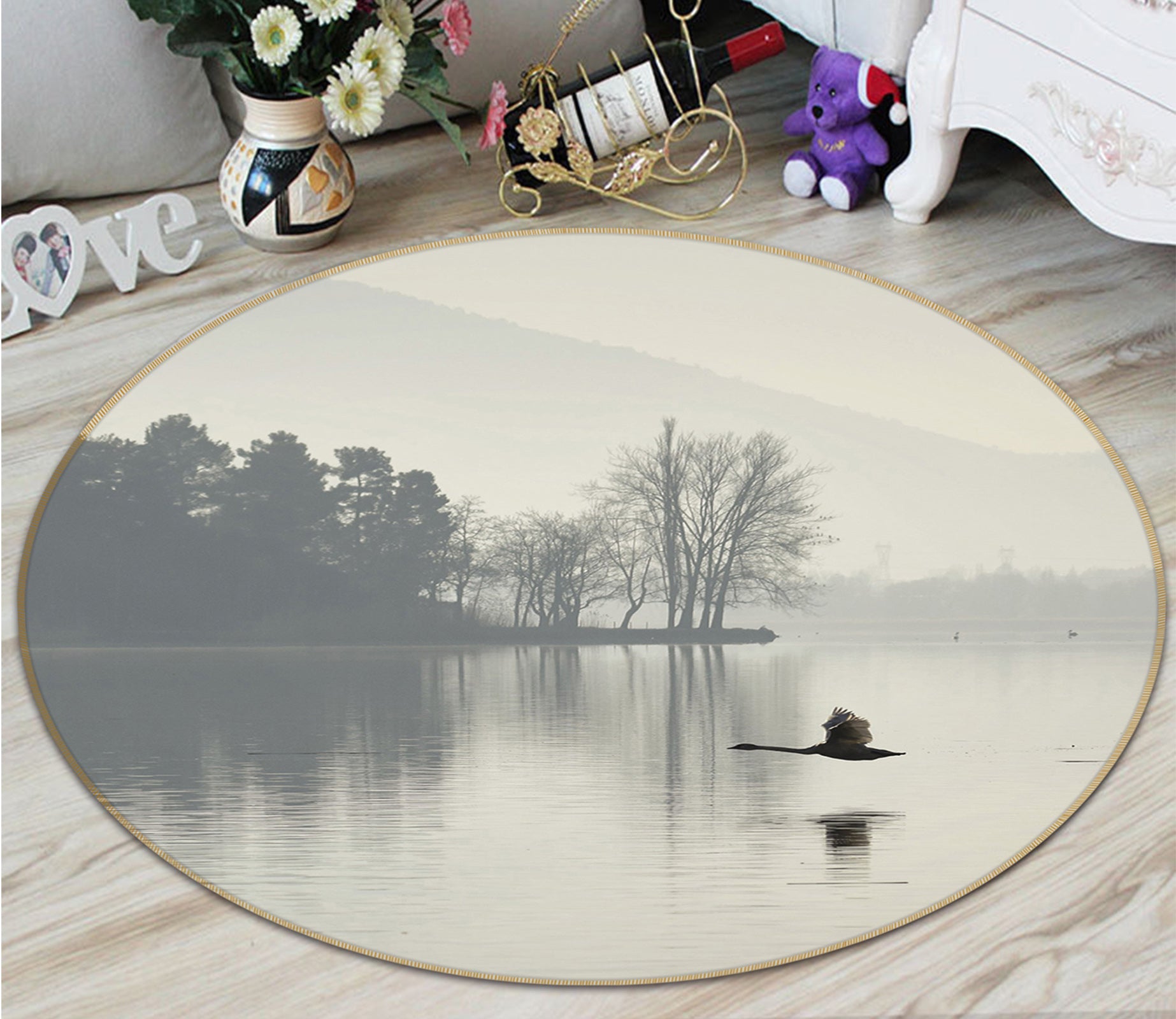 3D Lake 82277 Animal Round Non Slip Rug Mat