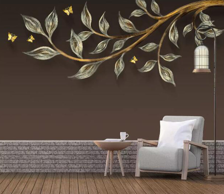 3D Golden Butterfly WC2006 Wall Murals