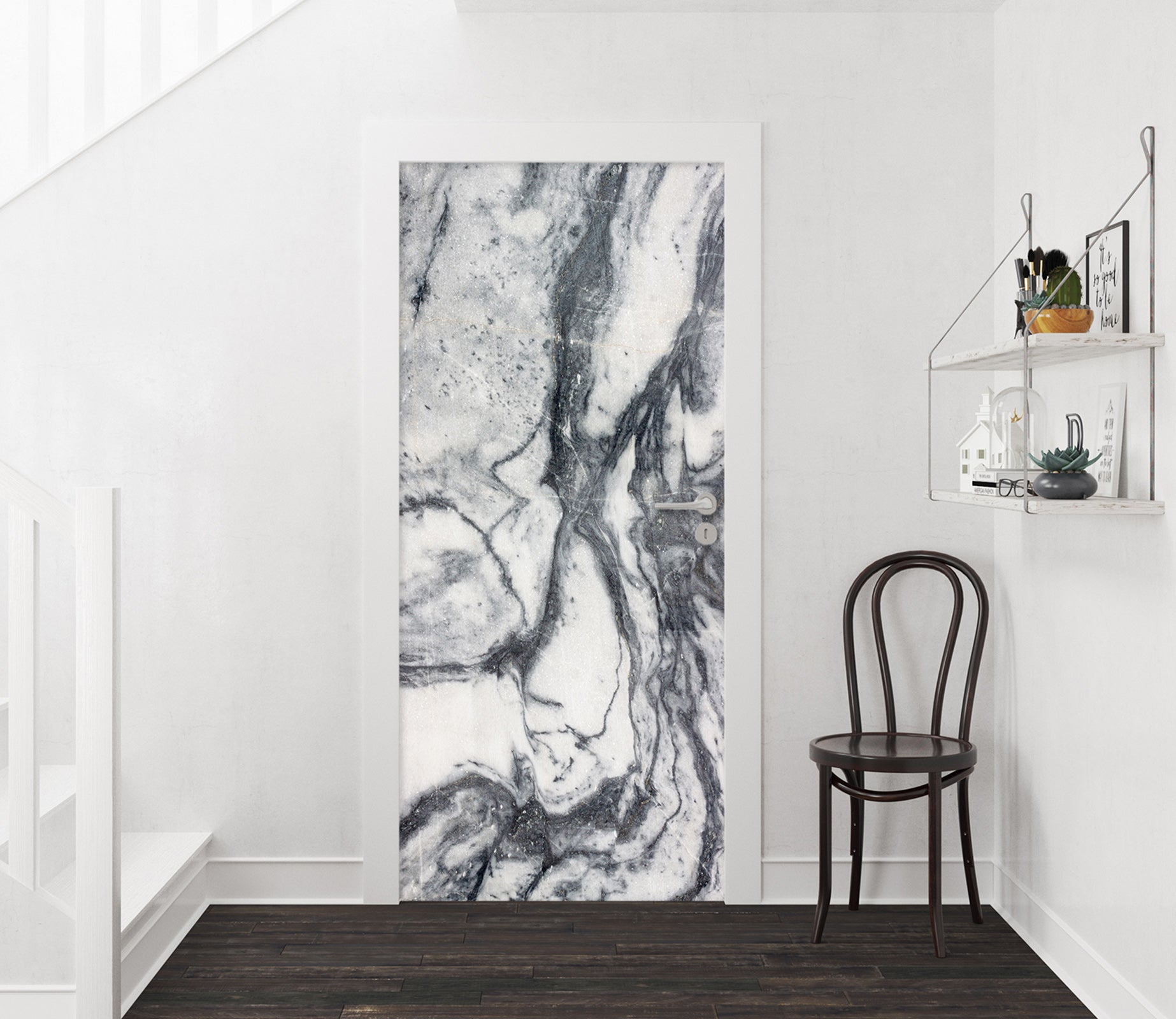 3D Grey Marble Pattern 25115 Door Mural