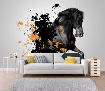 3D Black Horse WC2164 Wall Murals