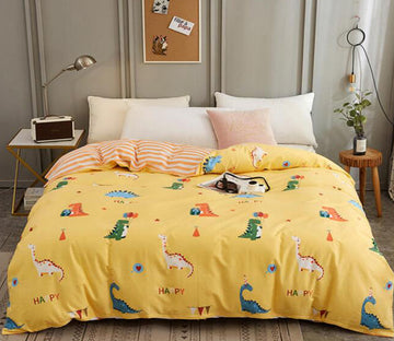 3D Yellow Background Color Dinosaur 3105 Bed Pillowcases Quilt