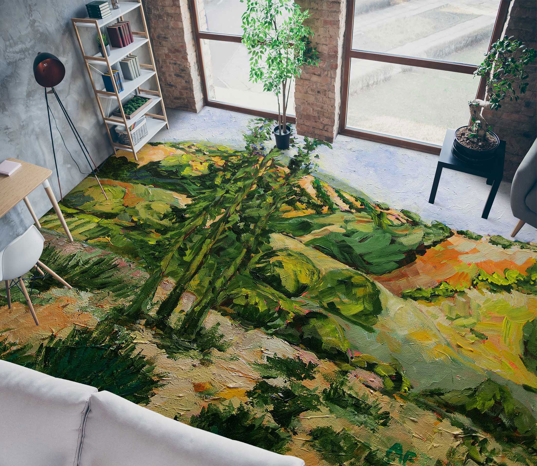 3D Hillside Meadow Trees 9675 Allan P. Friedlander Floor Mural