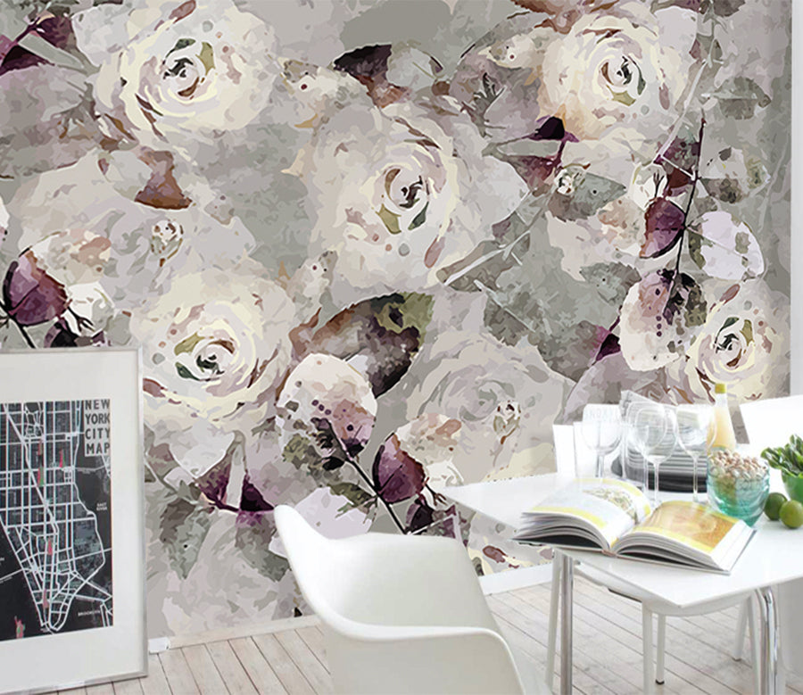 3D White Rose Painting WG216 Wall Murals