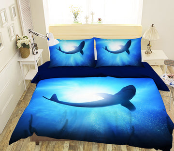 3D Blue Shark 037 Bed Pillowcases Quilt