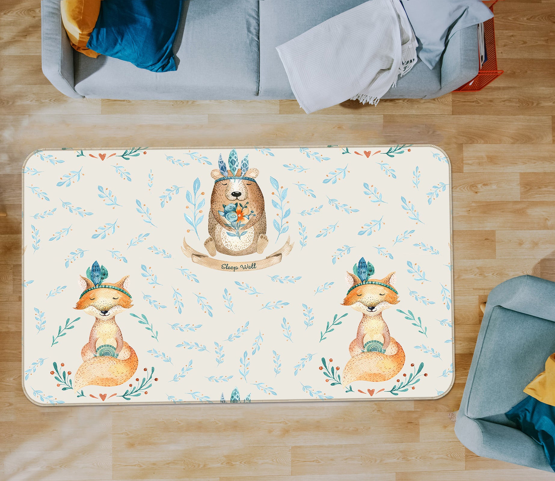 3D Fox Feather 016 Uta Naumann Rug Non Slip Rug Mat