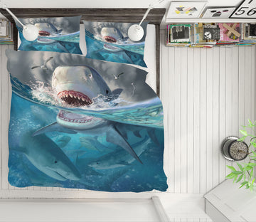 3D Tiger Sharks 18073 Jerry LoFaro bedding Bed Pillowcases Quilt