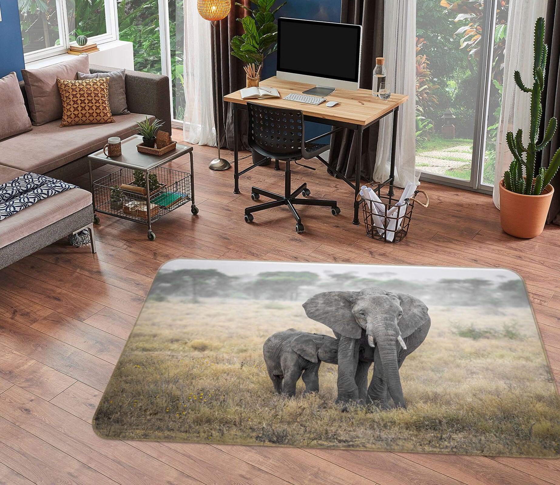 3D Steppe Elephant 1104 Marco Carmassi Rug Non Slip Rug Mat Mat AJ Creativity Home 