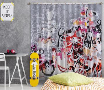 3D Grey Art Graffiti 2380 Misako Chida Curtain Curtains Drapes