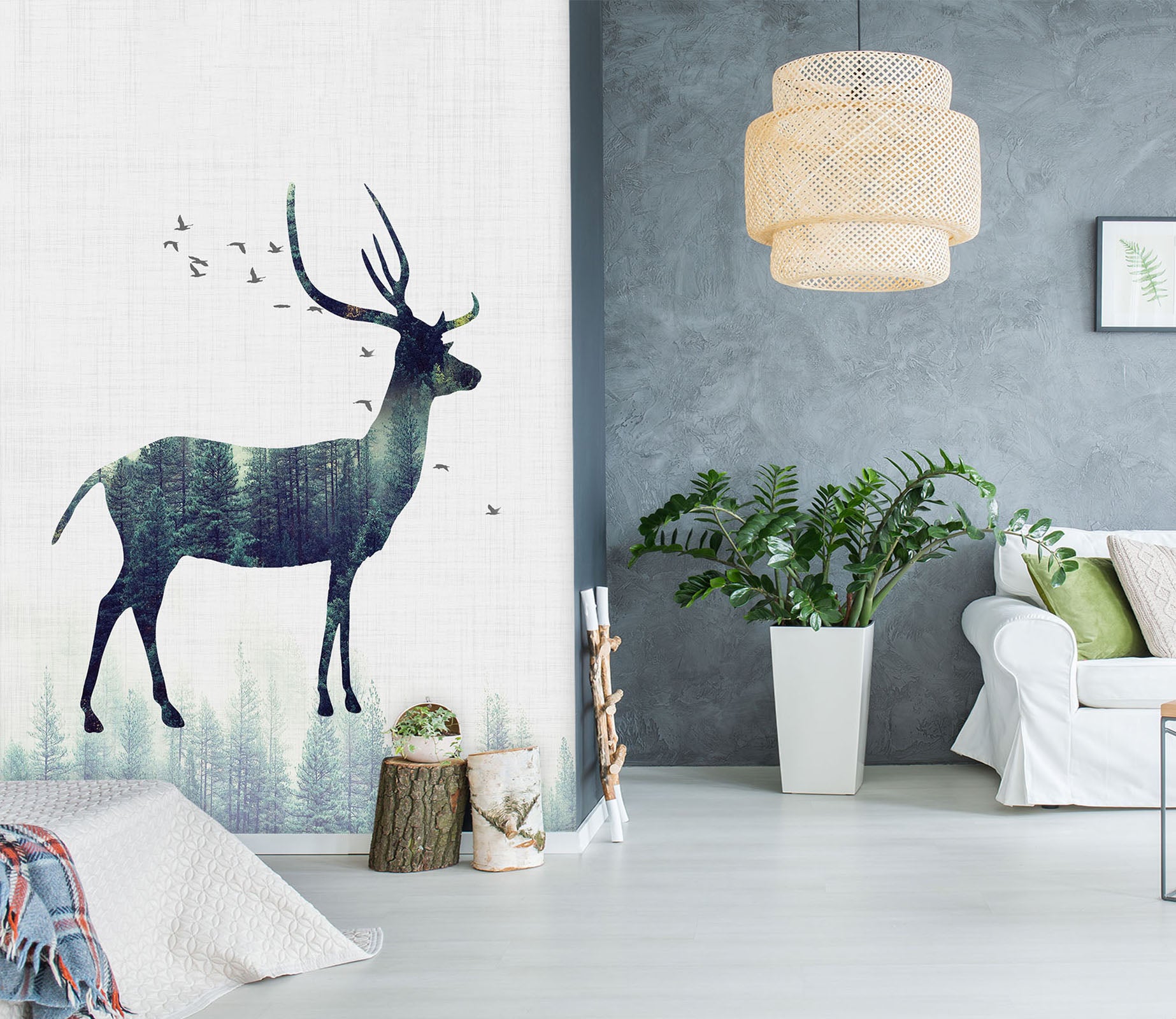 3D Cute Elk 042 Wall Murals